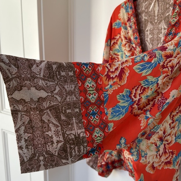 Free People Wildflower Bohemian Kimono Floral Print Front Zip Jacket XSMALL - Picture 6 of 13